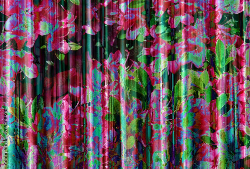 Silk fabric with floral design in closeup Silk fabric with floral design in closeup