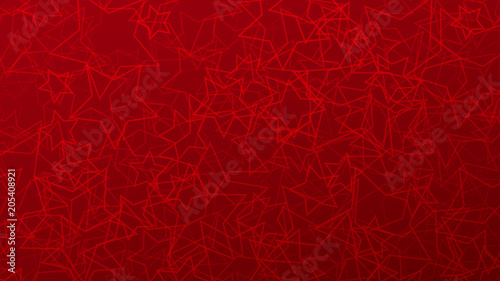 Abstract background of randomly arranged contours of stars in red colors.