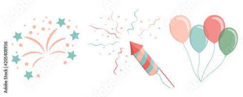 kids air ballons, salute, firework, confetti, petard