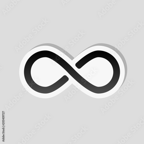 infinity symbol, simple icon. Sticker style with white border an