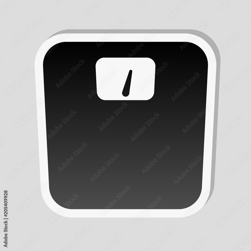 silhouette of weights, simple symbol. Sticker style with white b silhouette of weights, simple symbol. Sticker style with white b