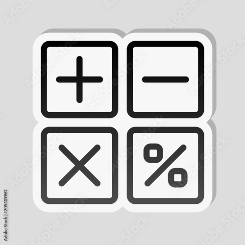 simple icon of calculator. Sticker style with white border and s