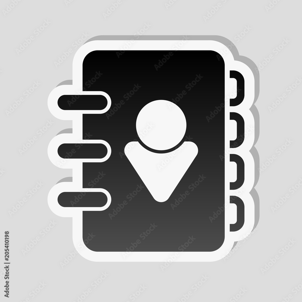 address book with person on cover. simple icon. Sticker style wi