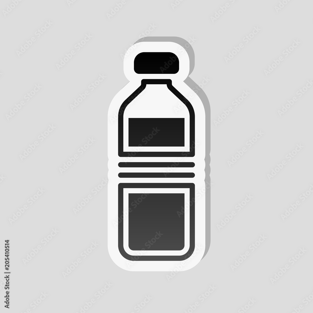 bottle of water, simple icon. Sticker style with white border an bottle of water, simple icon. Sticker style with white border an