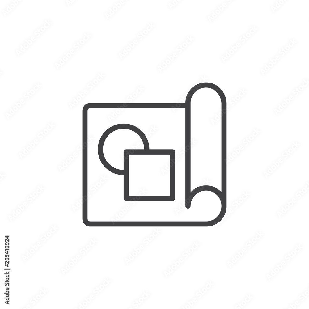 Drawing on paper outline icon. linear style sign for mobile concept and web design. Planning simple line vector icon. Symbol, logo illustration. Pixel perfect vector graphics Drawing on paper outline icon. linear style sign for mobile concept and web design. Planning simple line vector icon. Symbol, logo illustration. Pixel perfect vector graphics