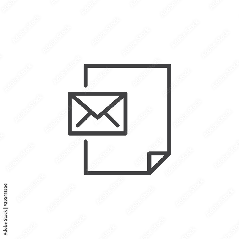 Envelope message file outline icon. linear style sign for mobile concept and web design. Mail paper document simple line vector icon. Symbol, logo illustration. Pixel perfect vector graphics Envelope message file outline icon. linear style sign for mobile concept and web design. Mail paper document simple line vector icon. Symbol, logo illustration. Pixel perfect vector graphics