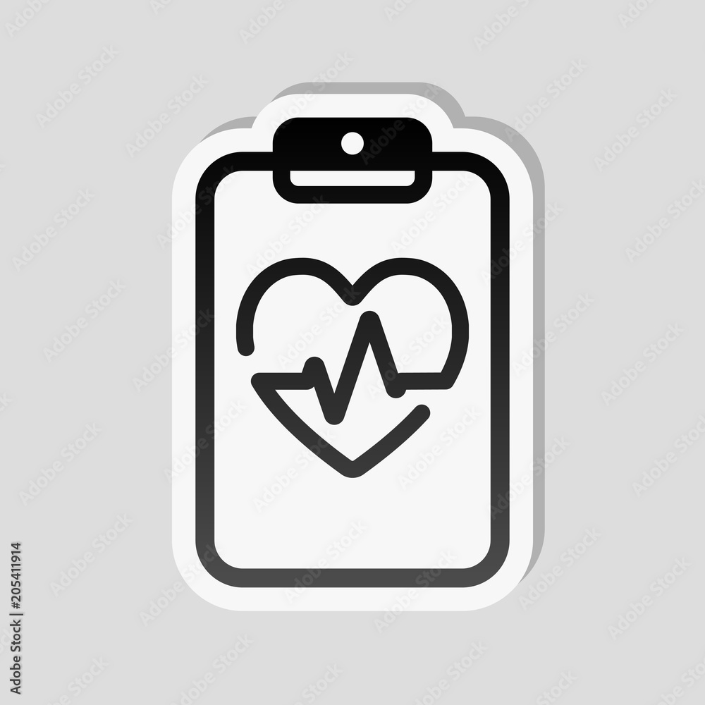 Medical clipboard. Tablet, paper, heart and pulse line. Cardiolo Medical clipboard. Tablet, paper, heart and pulse line. Cardiolo