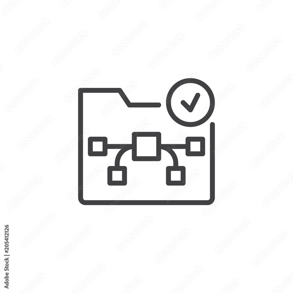 Graphic folder with check mark outline icon. linear style sign for mobile concept and web design. Graphic design file simple line vector icon. Symbol, logo illustration. Pixel perfect vector graphics Graphic folder with check mark outline icon. linear style sign for mobile concept and web design. Graphic design file simple line vector icon. Symbol, logo illustration. Pixel perfect vector graphics