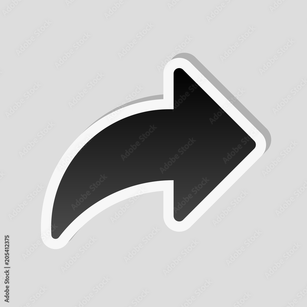 Share icon with arrow. Sticker style with white border and simpl Share icon with arrow. Sticker style with white border and simpl