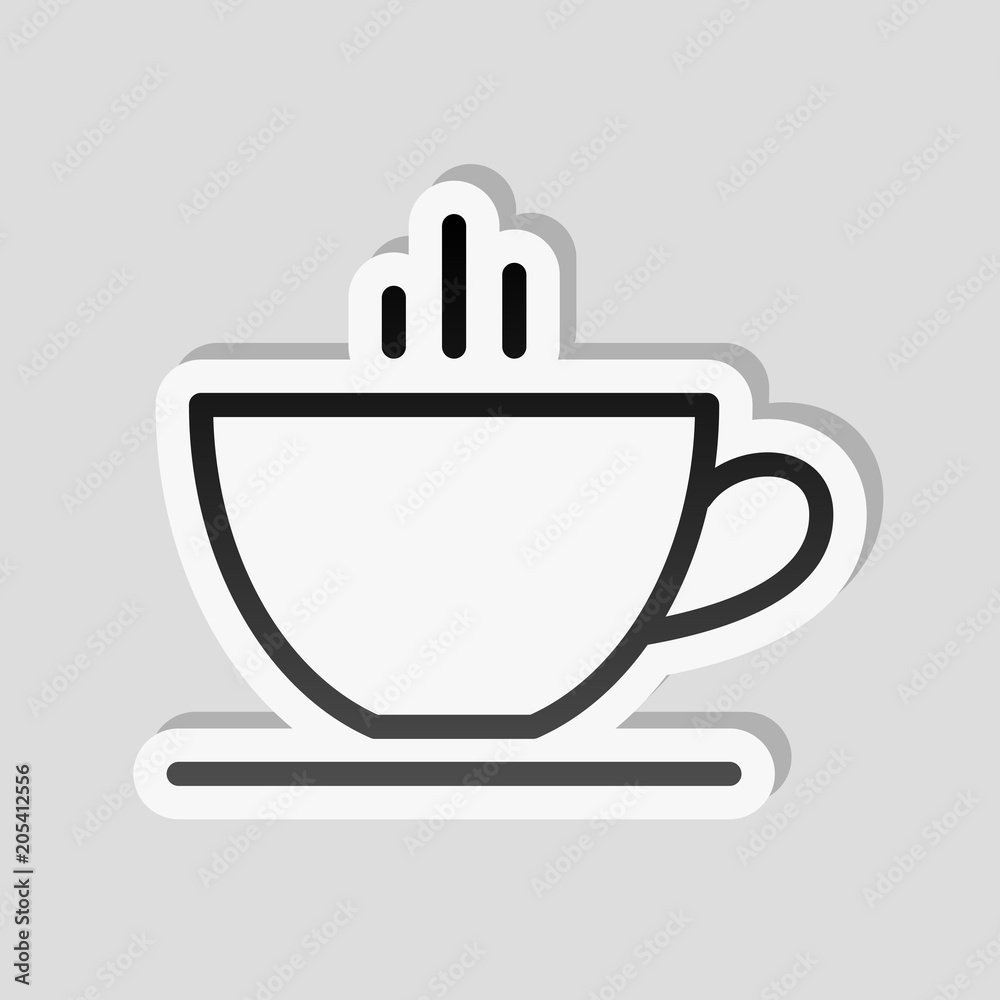 Simple cap of coffee or tea. Linear icon with thin outline. Stic Simple cap of coffee or tea. Linear icon with thin outline. Stic