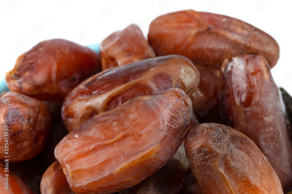 Close up of date fruit on white background Close up of date fruit on white background