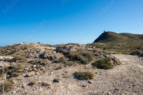 Sea and mountain on the coast of Carboneras, Almeria