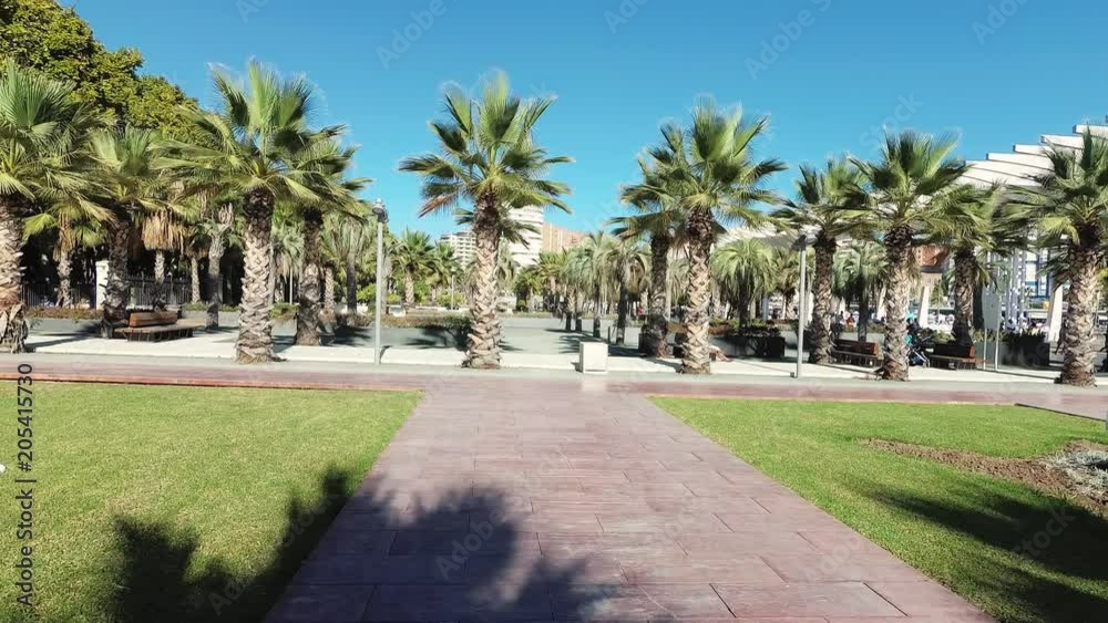 Looking around a modern park in Malaga Spain Looking around a modern park in Malaga Spain