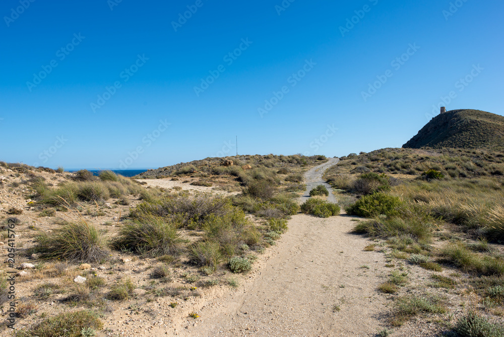 Sea and mountain on the coast of Carboneras, Almeria