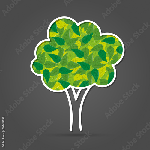 Simbolo ecologico albero con foglie verdi