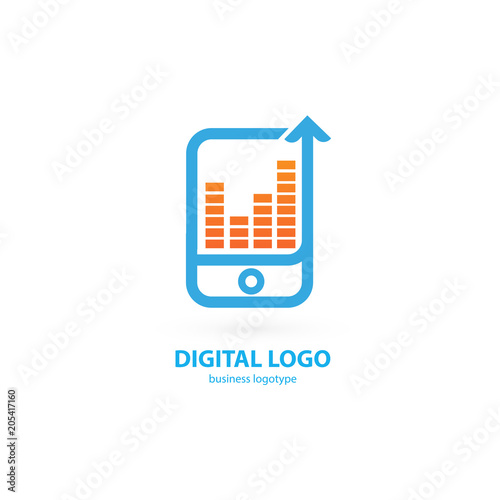 Illustration design of logotype business web marketing. photo