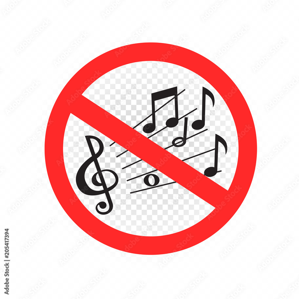 No music sound sign symbol icon on white transparent background
