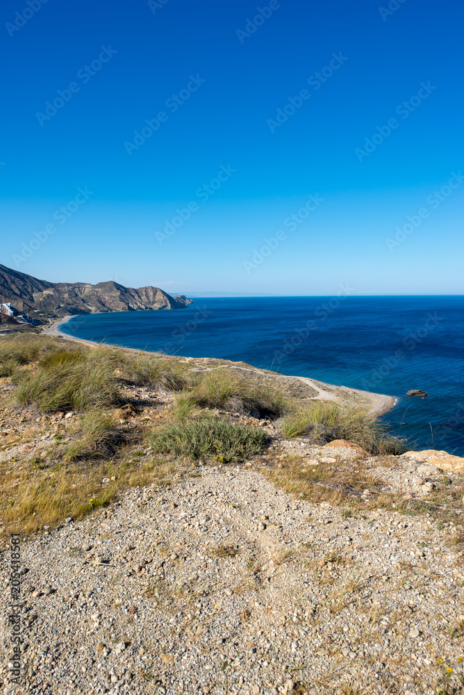 Sea and mountain on the coast of Carboneras, Almeria Sea and mountain on the coast of Carboneras, Almeria