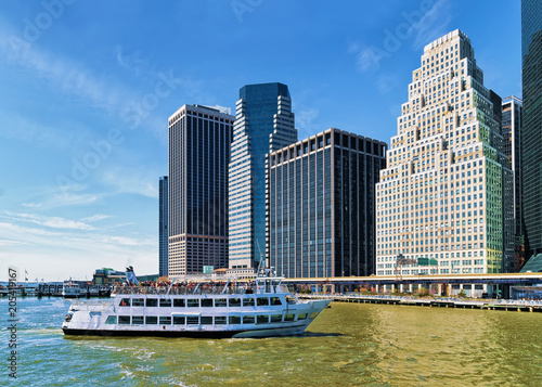East River ferry boat heading Midtown Manhattan © Roman Babakin