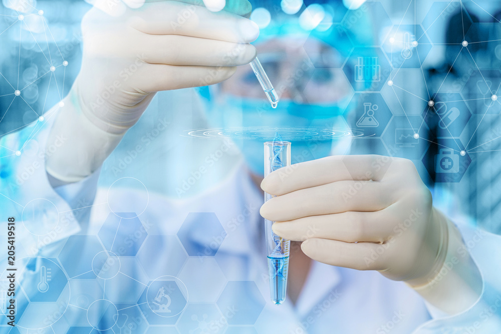 Researcher performs a DNA test .