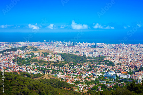 Panoramic view of Barcelona from Tibidabo, Spain