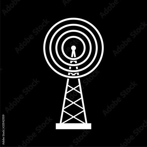 Transmitter simple icon, Transmitter tower icon on dark background