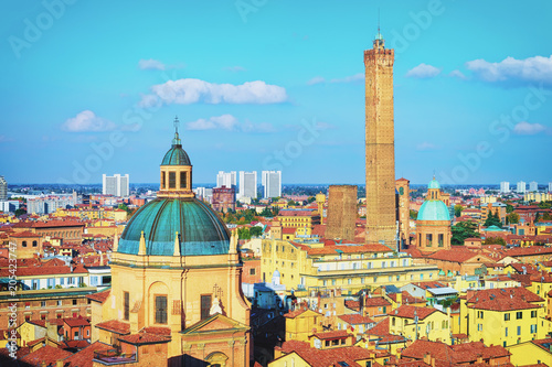 Panoramic view on old city center of Bologna