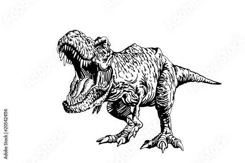 Graphical  dinosaur isolated on white background,vector tyrannosaurus,tattoo