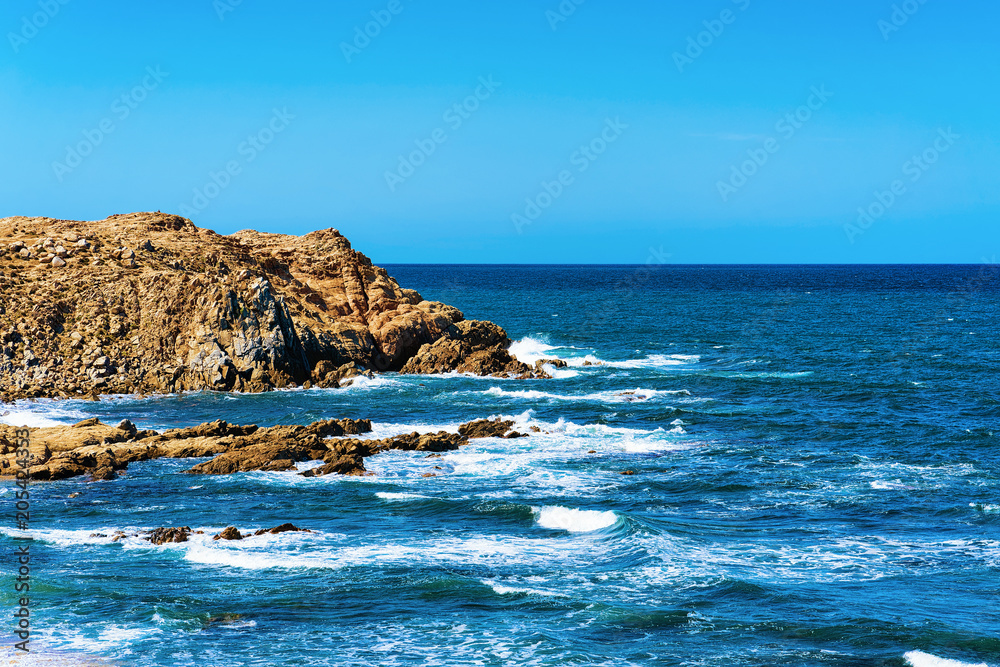 Coast of Capo Pecora beach Mediterranean sea Sardinia island Coast of Capo Pecora beach Mediterranean sea Sardinia island