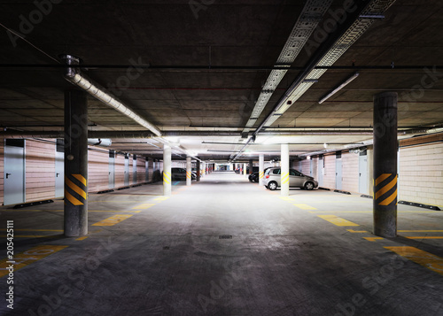 Underground Parking garage in modern building