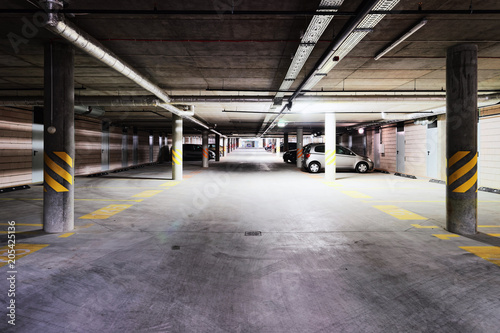 Underground Parking garage of modern building