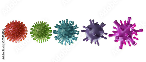 few types of cell body viruses isolated on white  3d illustration photo