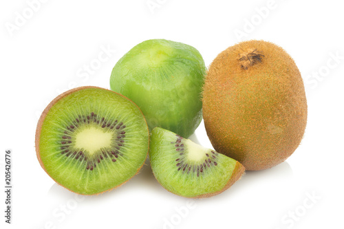 kiwi fruit half sliced isolated on white background