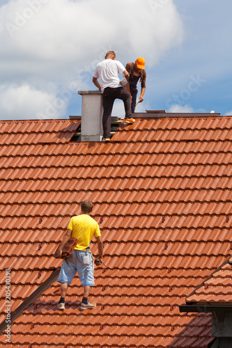 Workers on the roof
