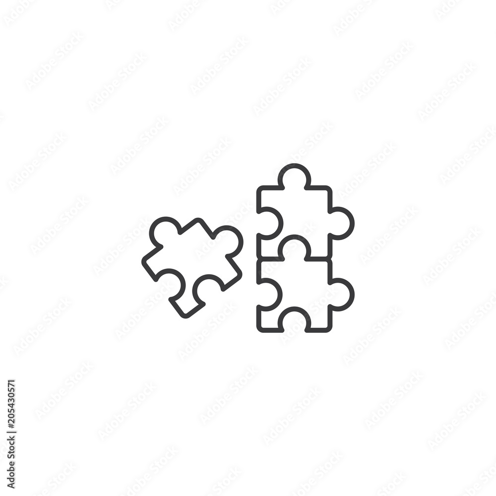 line puzzle solution icon on white background line puzzle solution icon on white background