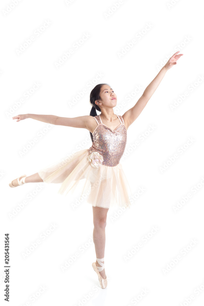 Young Ballerina Making a Ballet Pointe Movement Young Ballerina Making a Ballet Pointe Movement