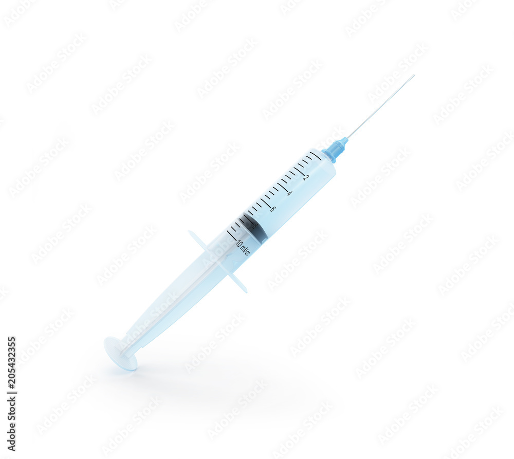 syringe on a white background 3D illustration, 3D rendering