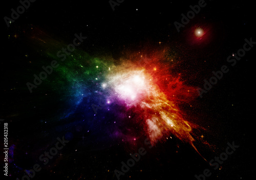 Stars, dust and gas nebula in a far galaxy