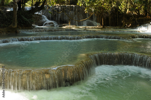 Fototapeta Naklejka Na Ścianę i Meble -  Gorgeous: The Kuang Si Waterfalls near Luang Brabang in North Laos