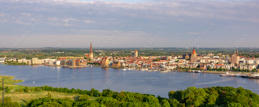 panoramic aerial view of the city rostock