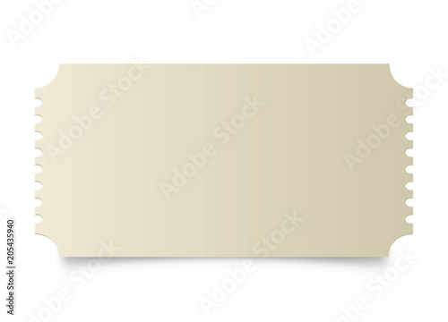 Empty ticket on white background. Vector