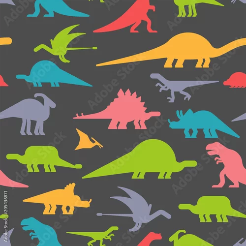 Tapety Wzór dinozaurów. Tekstura Dino. Prehistoryczne potwór jaszczurka tło. Starożytny styl kreskówek zwierząt. Ozdoba z tkaniny dla dzieci. Ilustracji wektorowych