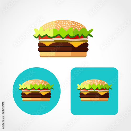 Burger Icon Isolated on White Background