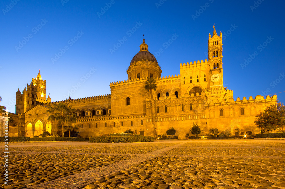 The Cathedral of Palermo at night, Italy