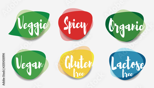 Vegan veggie spicy organic gluten free and lactose free icons vector.