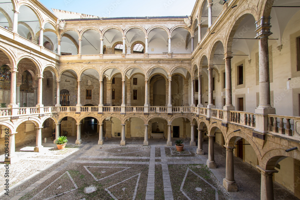 Courtyard of Palazzo Reale in Palermo, italy