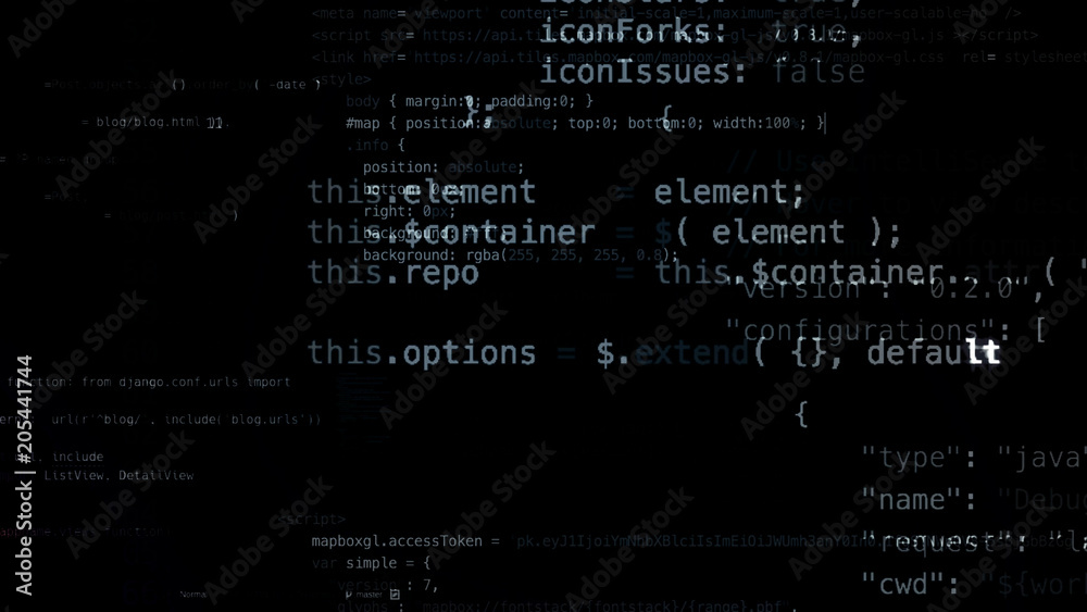 3D rendering of abstract blocks of code located in the virtual space 3D rendering of abstract blocks of code located in the virtual space