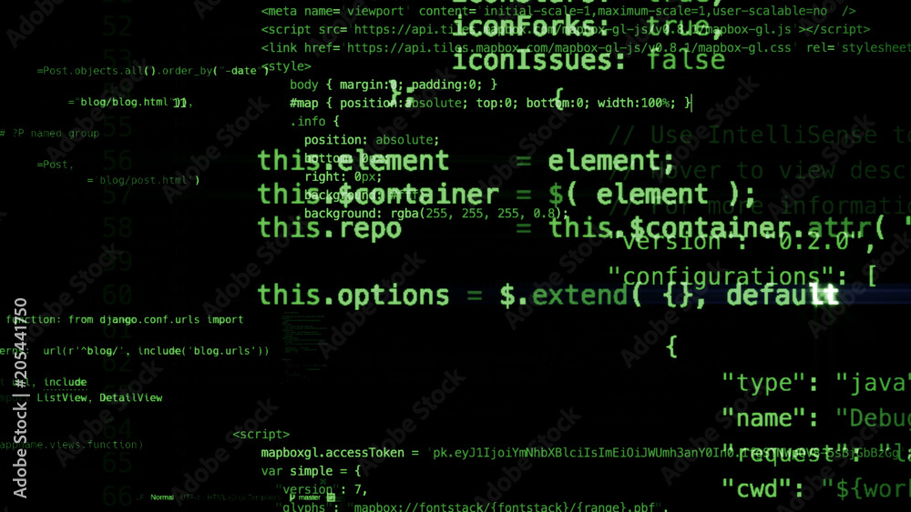 3D rendering of abstract blocks of code located in the virtual space 3D rendering of abstract blocks of code located in the virtual space