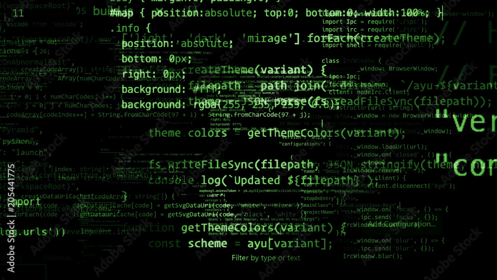 3D rendering of abstract blocks of code located in the virtual space 3D rendering of abstract blocks of code located in the virtual space