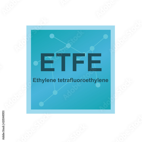 Vector symbol of Ethylene tetrafluoroethylene (ETFE) polymer on the background from connected macromolecules